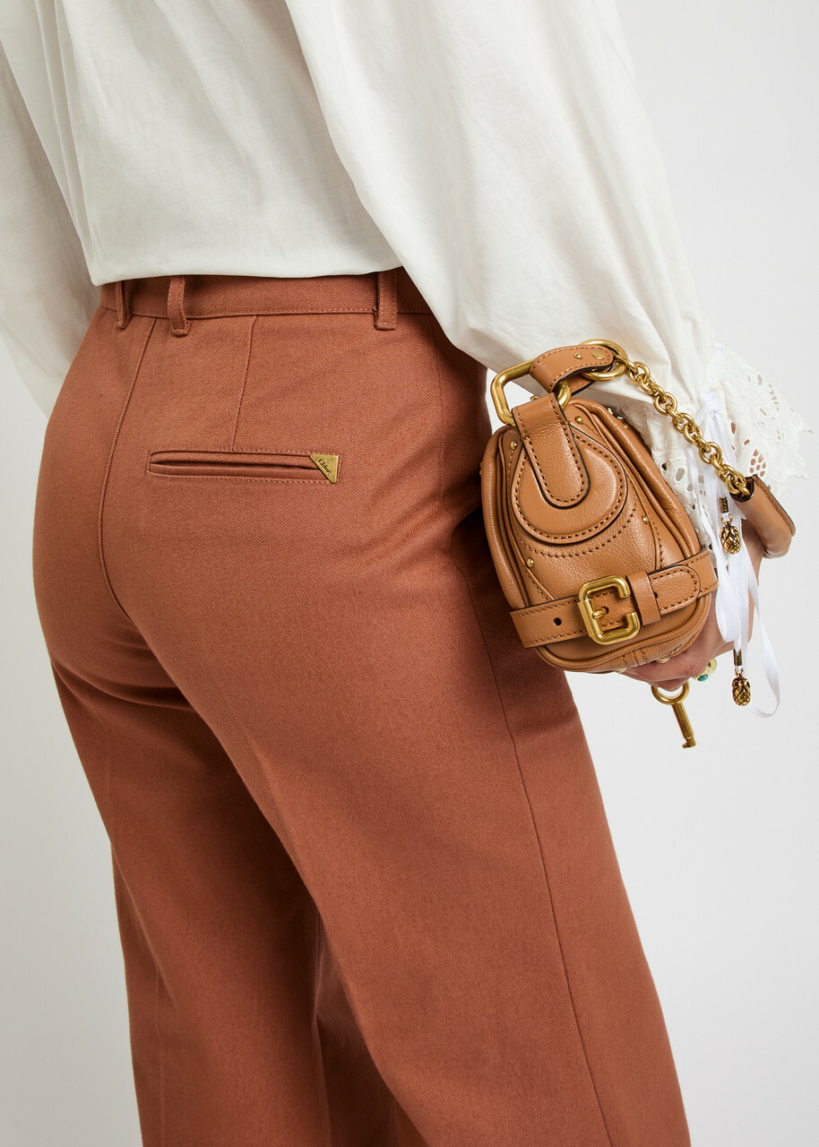 Chloe Flared-leg Canvas Trousers Light Brown