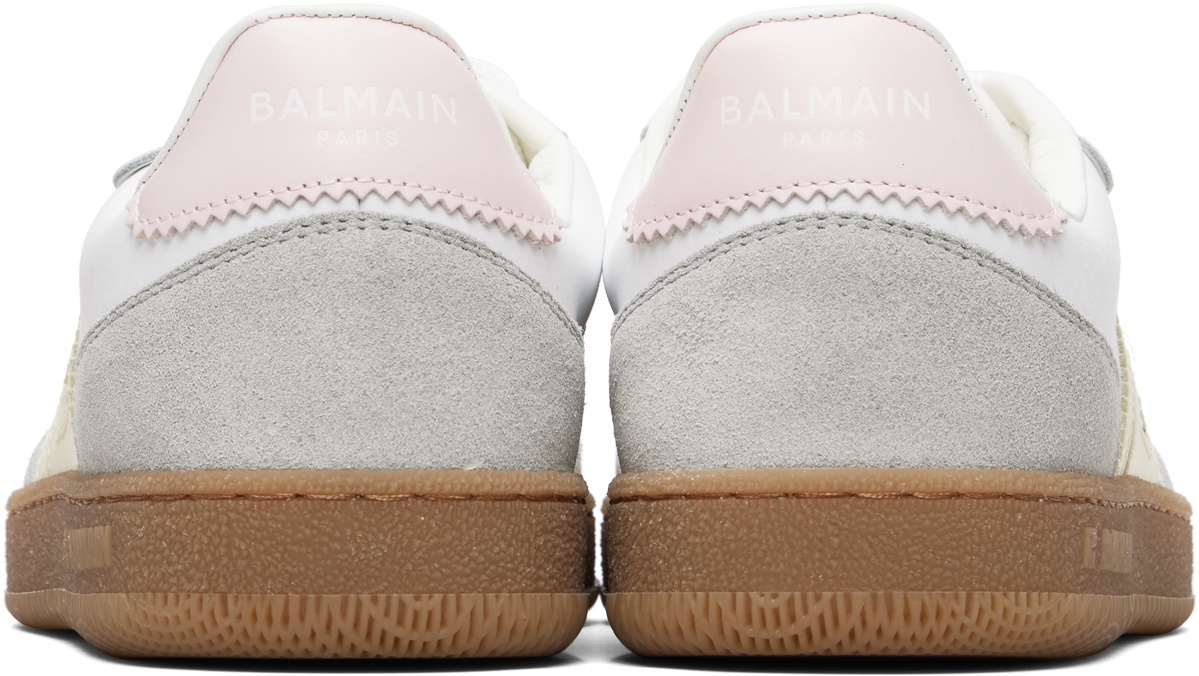 BALMAIN White Swan Suede & Nylon Sneakers