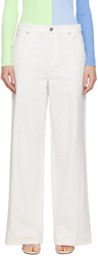 Staud White Grayson Denim Trousers