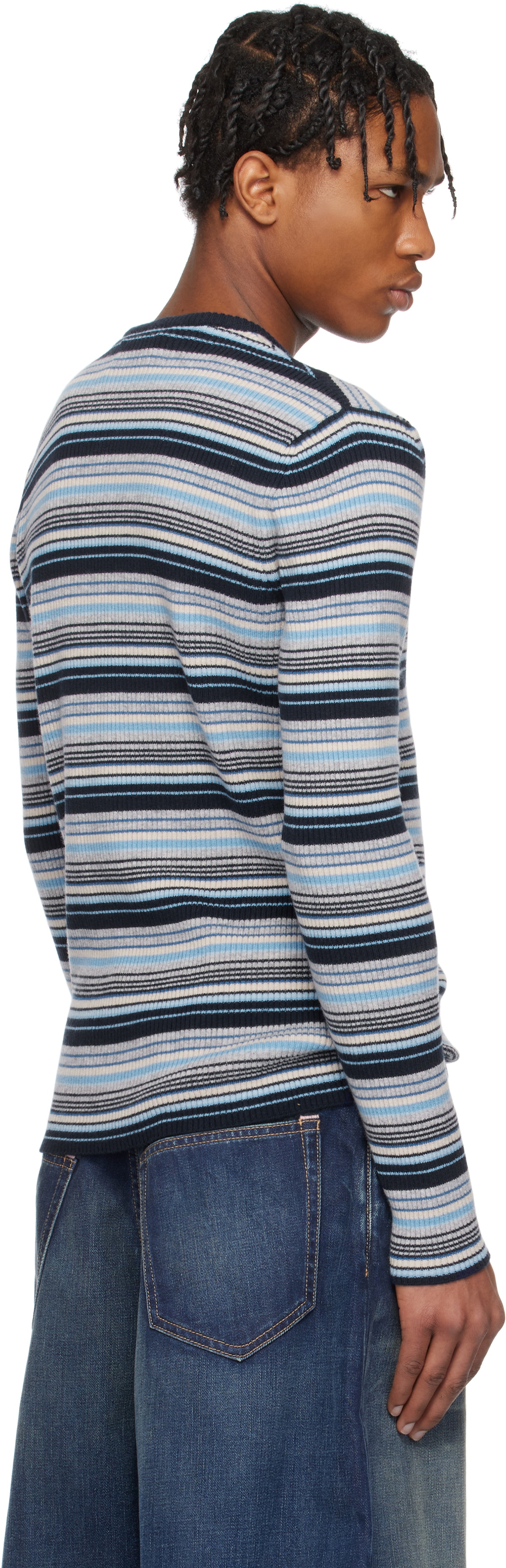 ERL Blue Striped Knit Sweater ERL