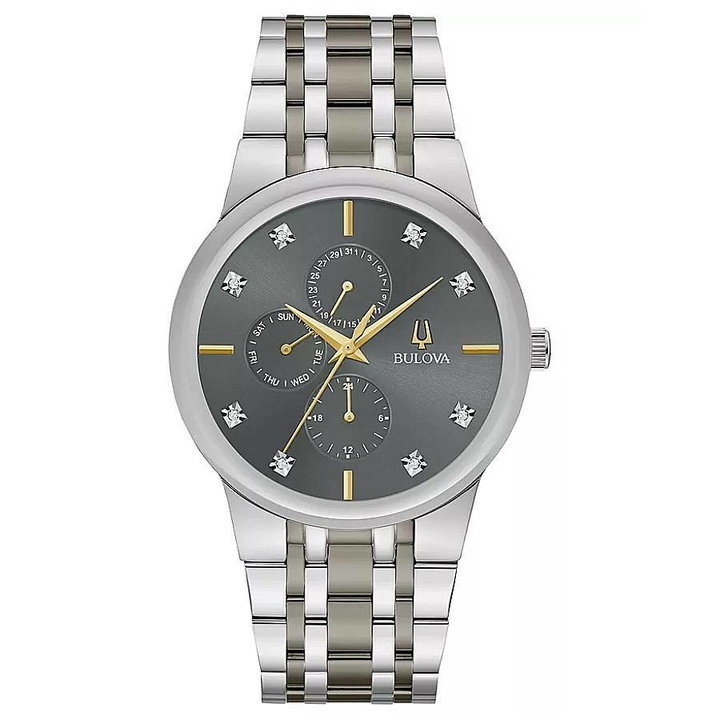 Photo: Bulova Modern Bul Quartz Diamond Grey Dial Mens Watch 98D186
