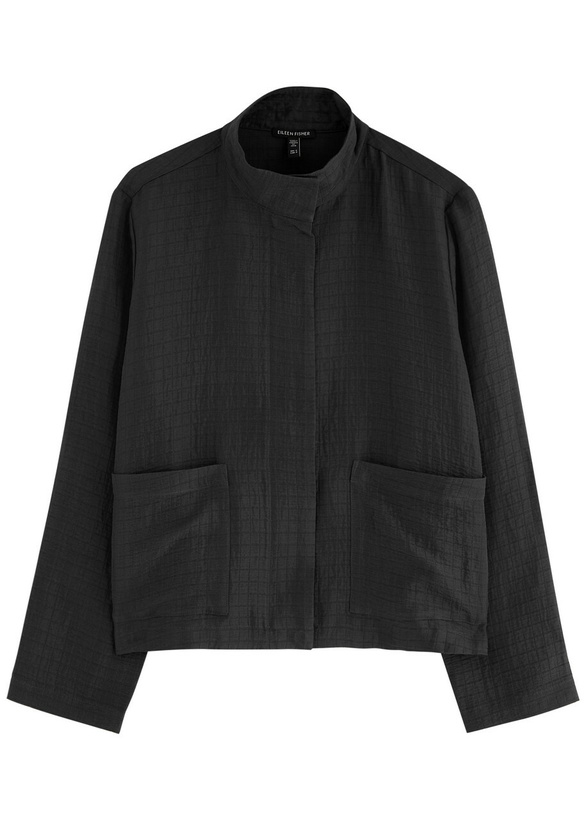 Photo: Eileen Fisher Checked-jacquard Silk-blend Jacket Grey