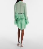 Blumarine Plissé tiered georgette miniskirt