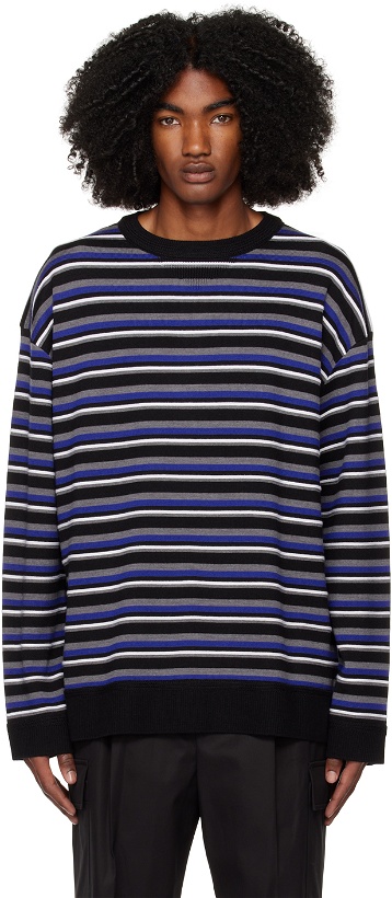 Photo: Juun.J Blue & White Striped Sweatshirt