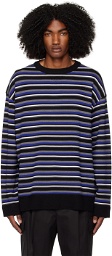 Juun.J Blue & White Striped Sweatshirt