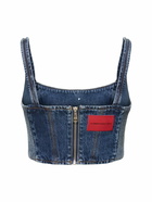 ALESSANDRA RICH Denim Bustier Top with crystals