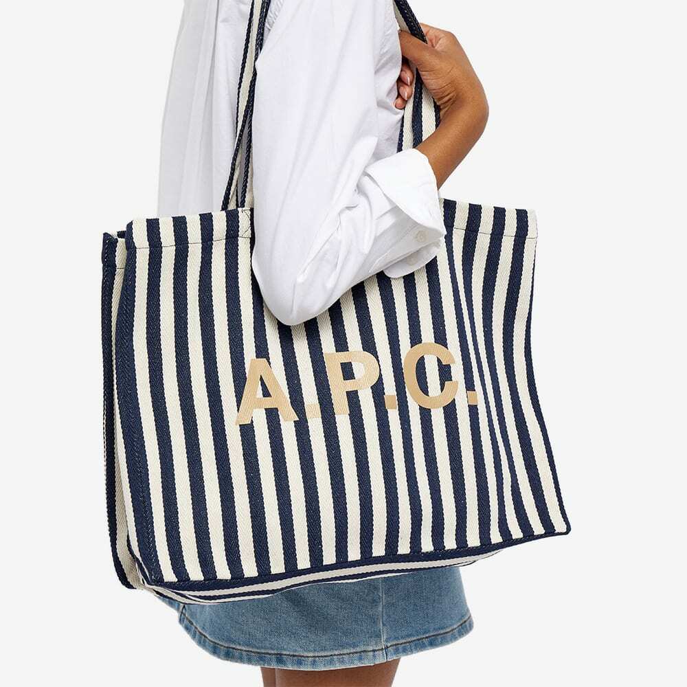 A.P.C. Women's Lou Striped Tote in Dark Navy A.P.C. A.P.C. Women's Lou Striped Tote in Dark Navy A.P.C.