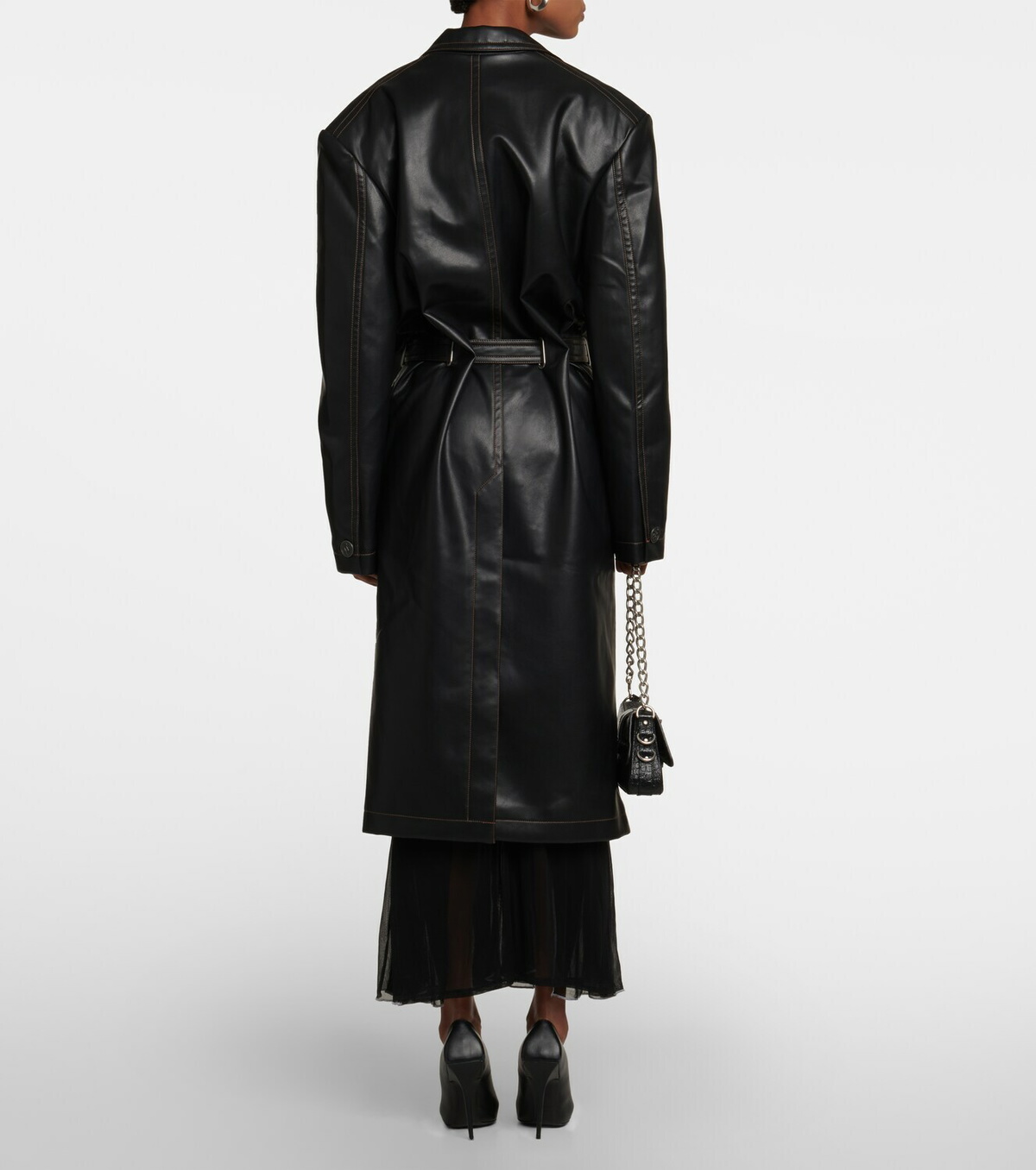 Y/Project - Belted faux leather coat Y/Project