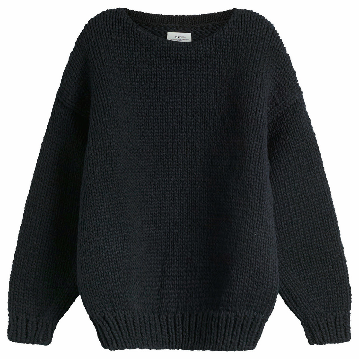 Visvim Men's Vivism Letterman Crew Knit in Navy Visvim