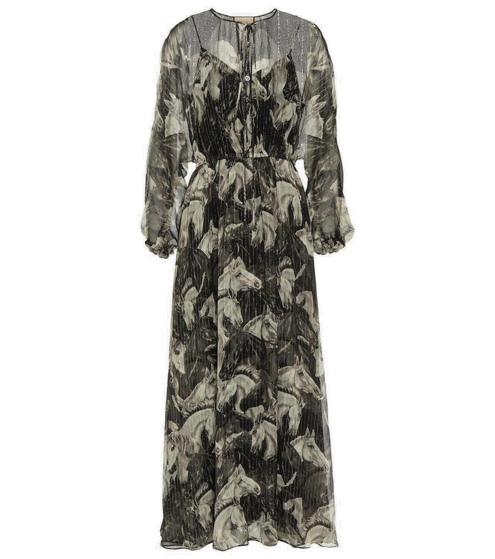 Photo: Gucci Printed metallic silk-blend maxi dress