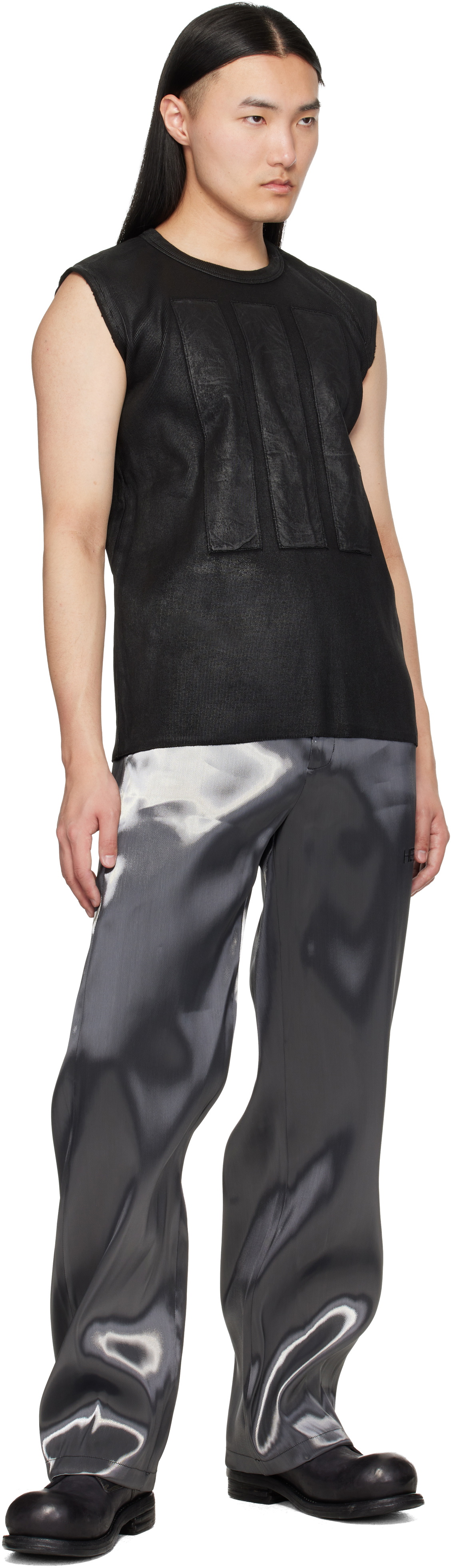 HELIOT EMIL Silver Liquid Metal Trousers