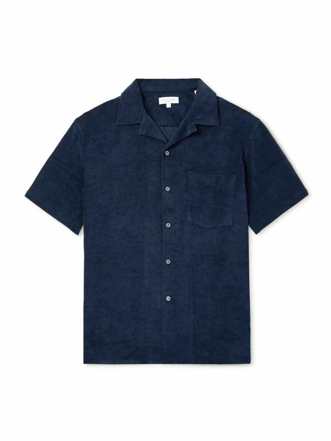 Richard James - Camp-Collar Cotton-Blend Terry Shirt - Blue