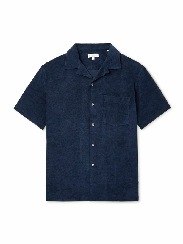 Photo: Richard James - Camp-Collar Cotton-Blend Terry Shirt - Blue