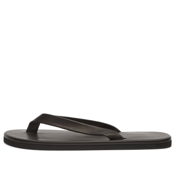 Photo: Auralee Women's Soft Leather Flip-Flops in Black