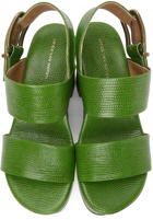 Dries Van Noten Green Snake Platform Heeled Sandals