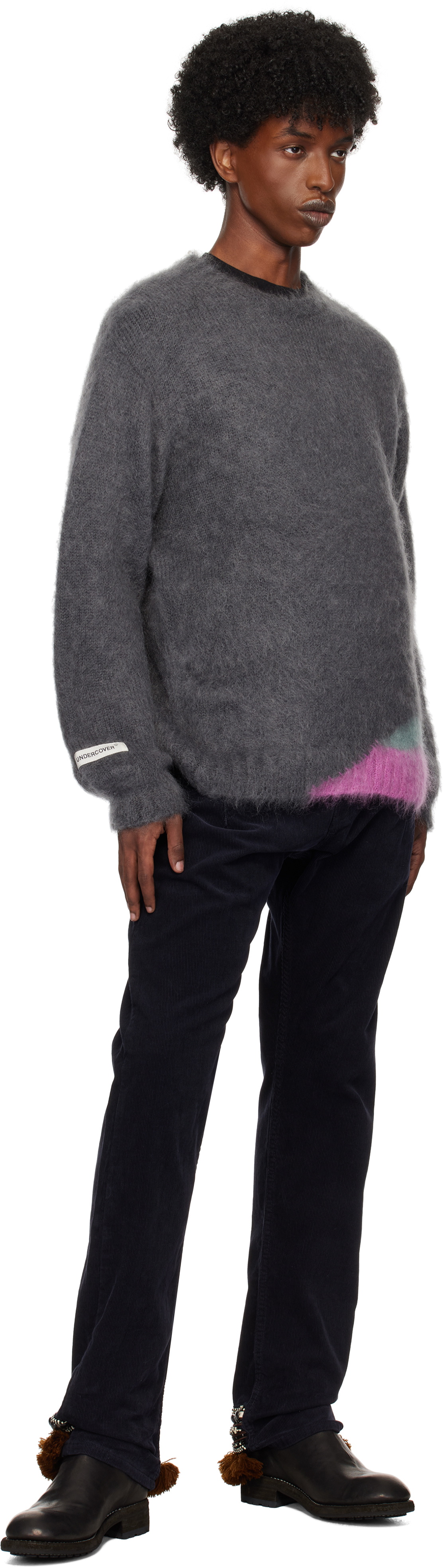 UNDERCOVER Navy Contrast Hem Trousers
