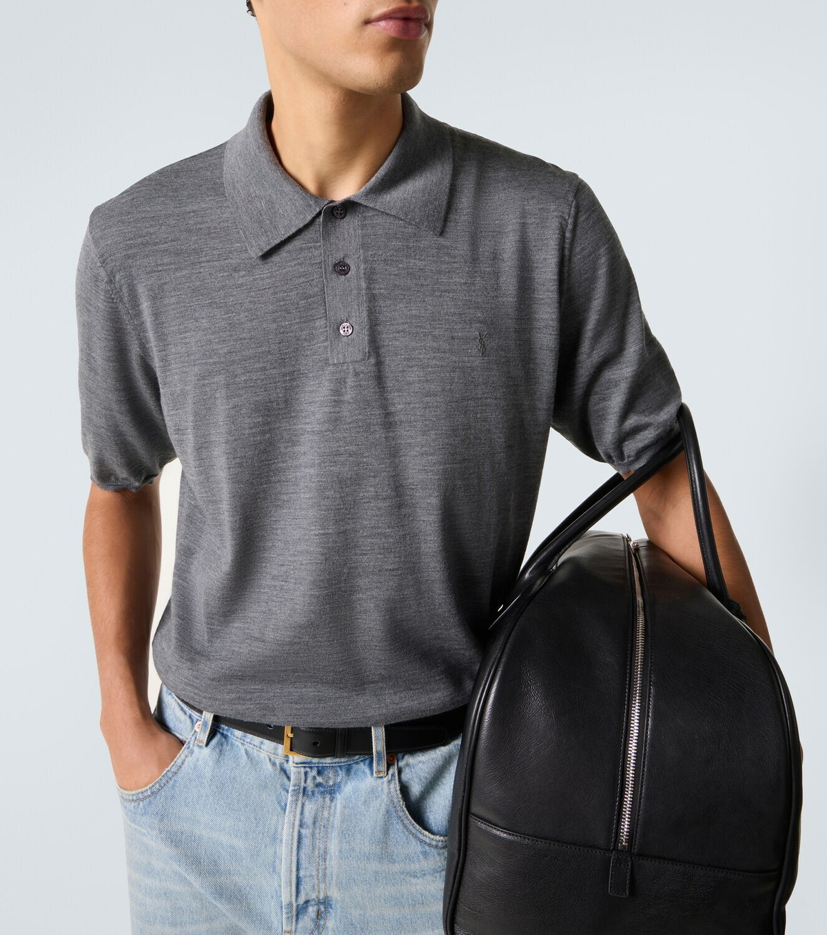 Saint Laurent Cassandre wool polo shirt