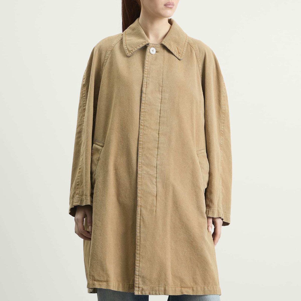 MM6 Maison Margiela Women's Coated Long Coat in Sand
