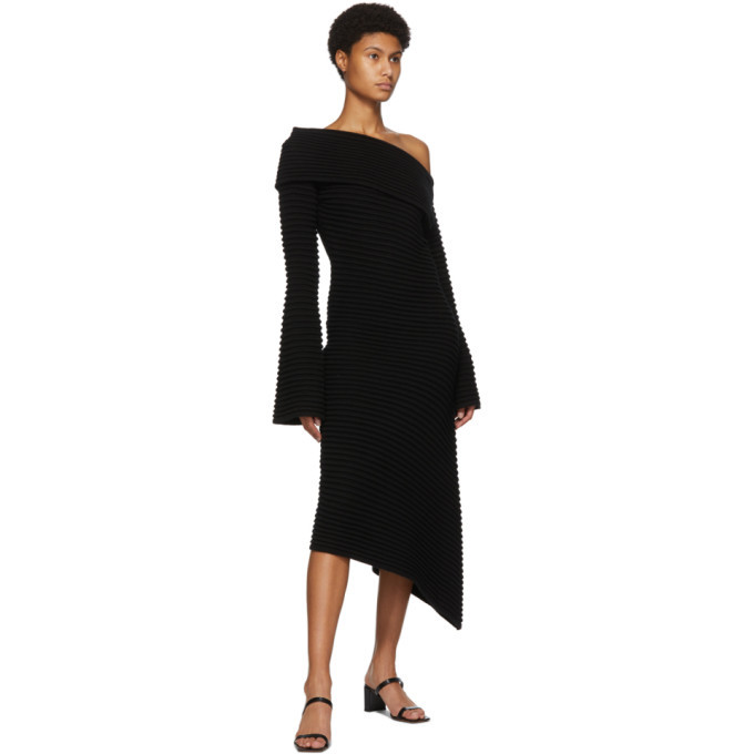 DRAE SSENSE Exclusive Black Wool Rib Knit Dress DRAE