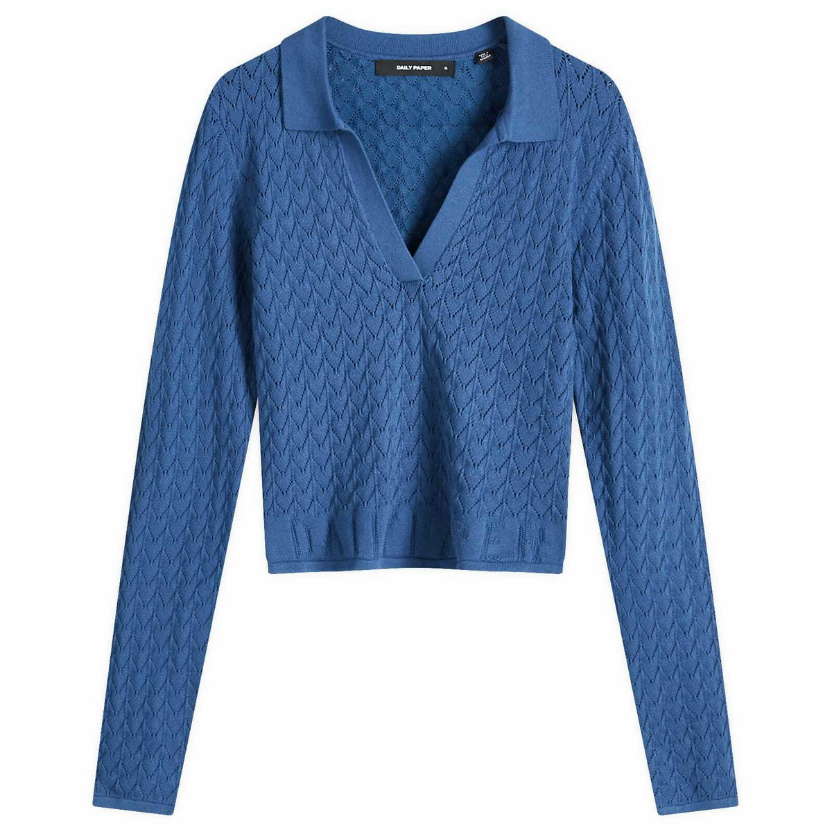 Daily Paper Women's Ada Knit Polo Top in Vintage Indigo