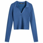 Daily Paper Women's Ada Knit Polo Top in Vintage Indigo