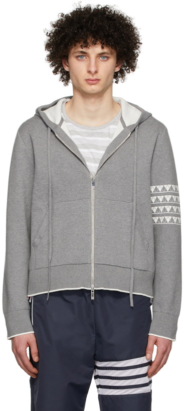 Photo: Thom Browne Grey Hector & 4-Bar Hoodie