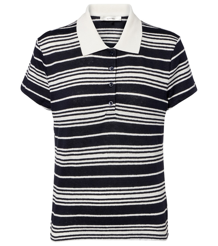 Photo: Frame Striped linen-blend polo shirt
