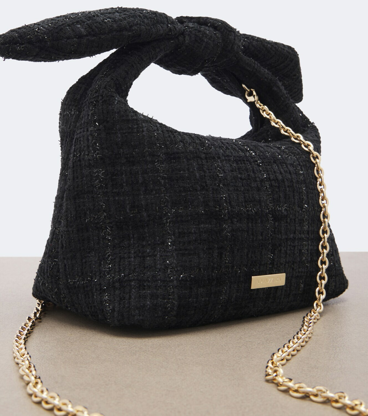Aquazzura Bow Tie Mini tweed top-handle bag