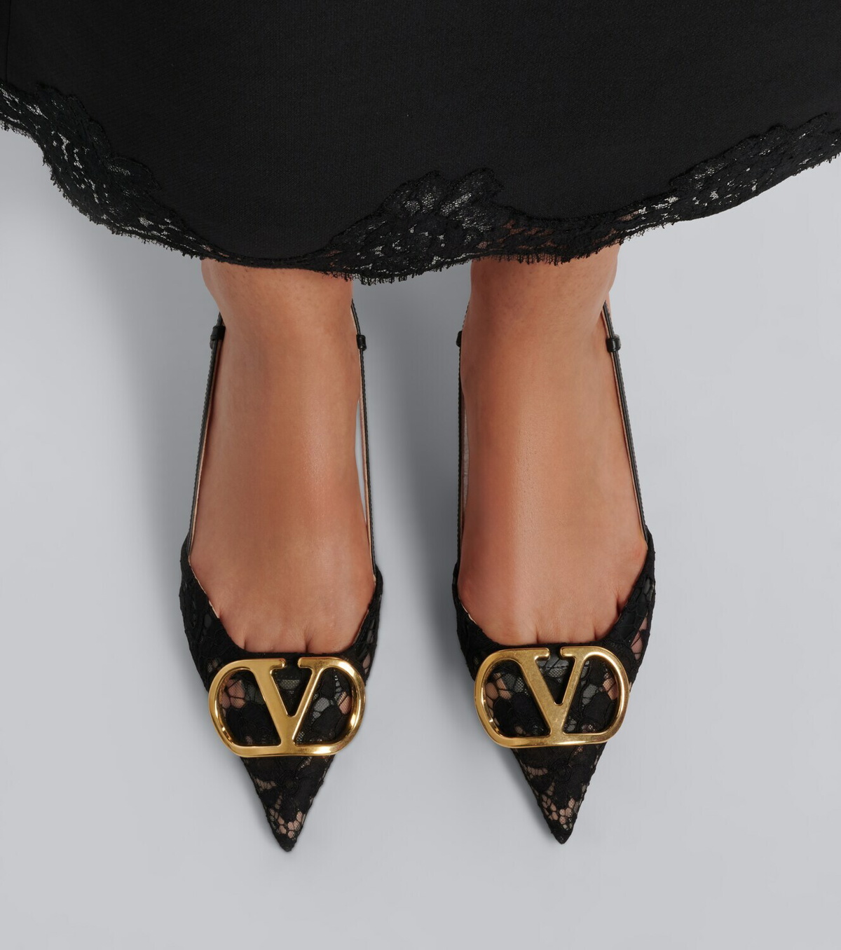 Valentino Garavani VLogo lace slingback pumps