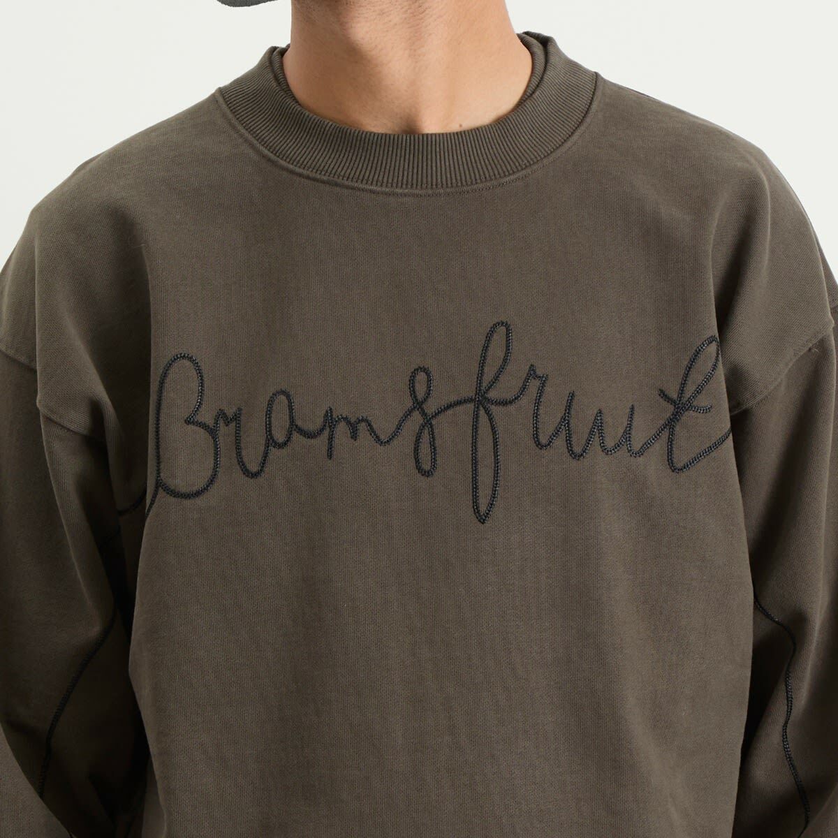 Bram's Fruit Men's Garden Hose Chain Stitch Crewneck Sweatshirt in Solid Charcoal