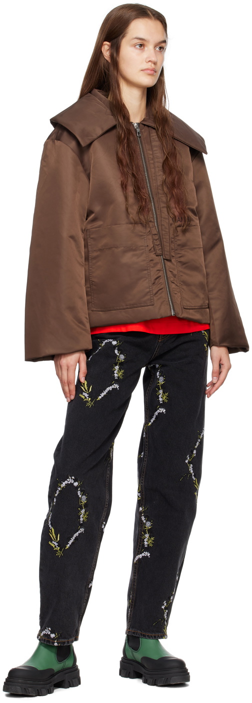 GANNI Brown Big Collar Jacket GANNI