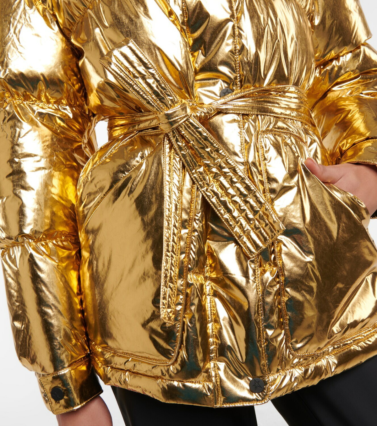 Perfect Moment Metallic belted down parka