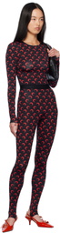 Marine Serre Black & Red Moon Second Skin Long Sleeve T-shirt