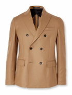 Incotex - Slim-Fit Double-Breasted Virgin Wool-Blend Flannel Suit Jacket - Neutrals