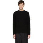 Stone Island Black Rib Knit Logo Badge Sweater