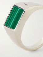 Mikia - Rectangle Sterling Silver Malachite Ring - Green