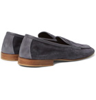 Edward Green - Polperro Leather-Trimmed Suede Penny Loafers - Gray