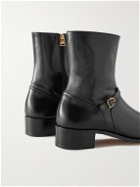 TOM FORD - Buckled Polished-Leather Boots - Black