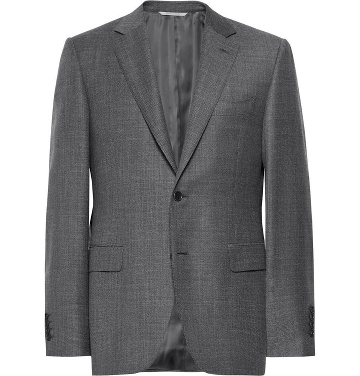 Photo: Canali - Dark-Grey Slim-Fit Mélange Wool-Sharkskin Suit Jacket - Men - Dark gray