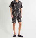 DESMOND & DEMPSEY - Rie Takeda Samurai Printed Cotton Pyjama Shorts - Black