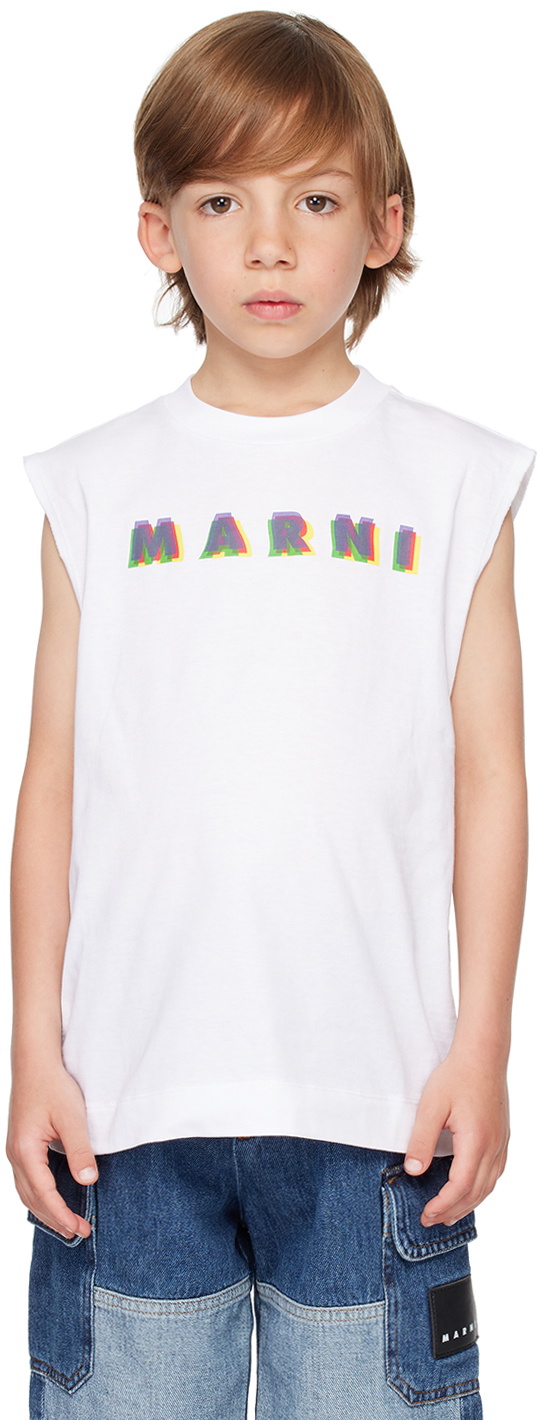 Marni Kids White Raw Edge Tank Top Marni