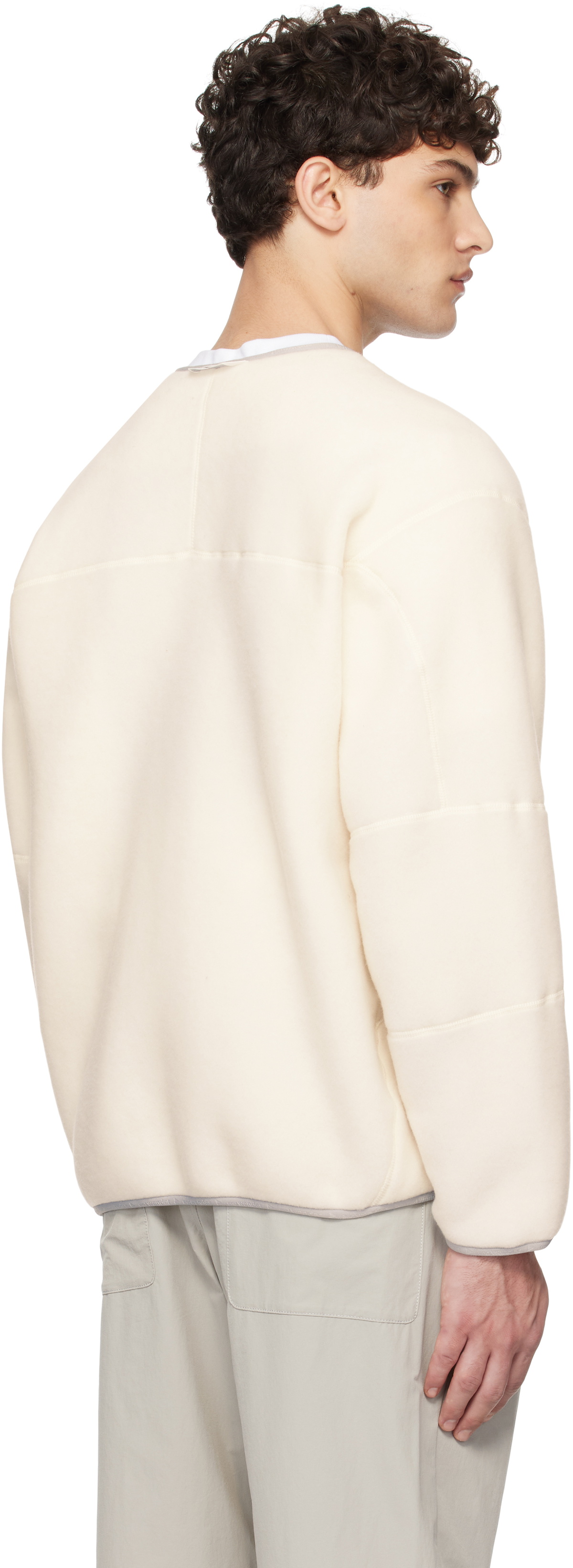 and wander Off-White Wool Fleece Cardigan