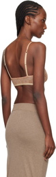 Marine Serre Tan Recycled Mesh Flock Bralette