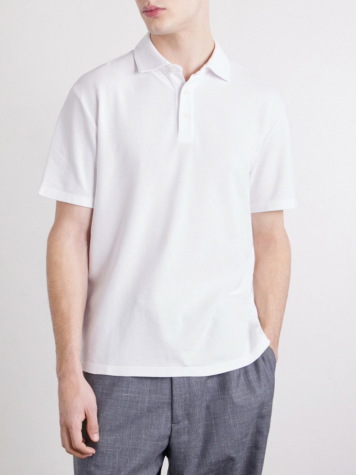 Altea - Greg Cotton-Blend Piqué Polo Shirt - White