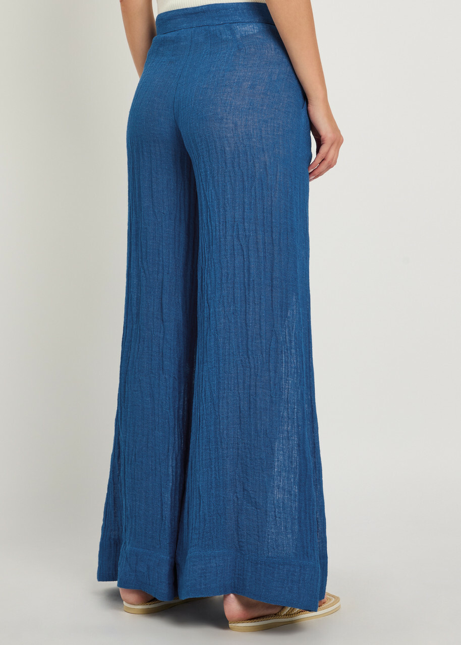 Lisa Marie Fernandez Wide-leg Linen-blend Trousers Blue
