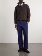 Beams Plus - Straight-Leg Herringbone Cotton Trousers - Blue