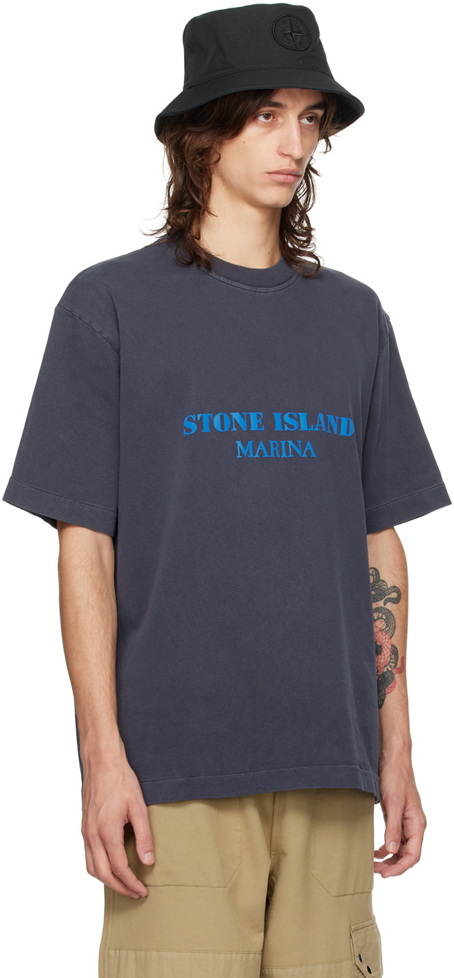 STONE  MARINA TシャツSサイズ Stone Island Navy 'Marina' T-Shirt Stone Island