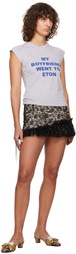 LAURA ANDRASCHKO Black Lace Lamé Frilly Miniskirt