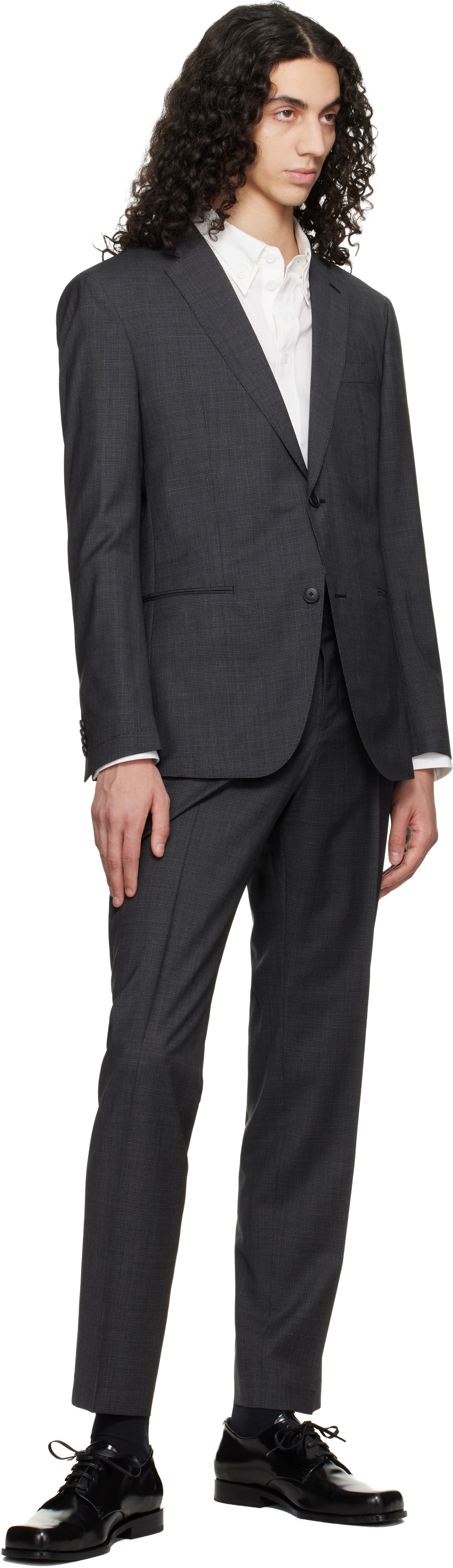 BOSS Gray Two-Piece Slim-Fit Virgin Wool Suit