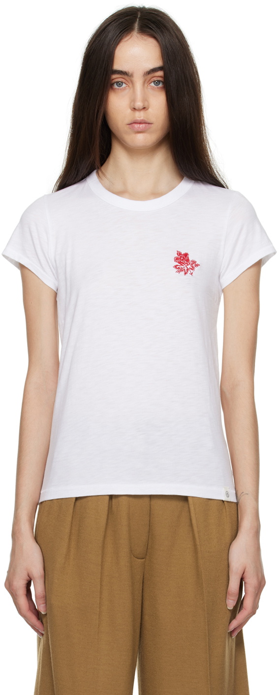 rag & bone White Embroidered TShirt Rag and Bone